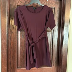 Express deep purple tie waist dress
